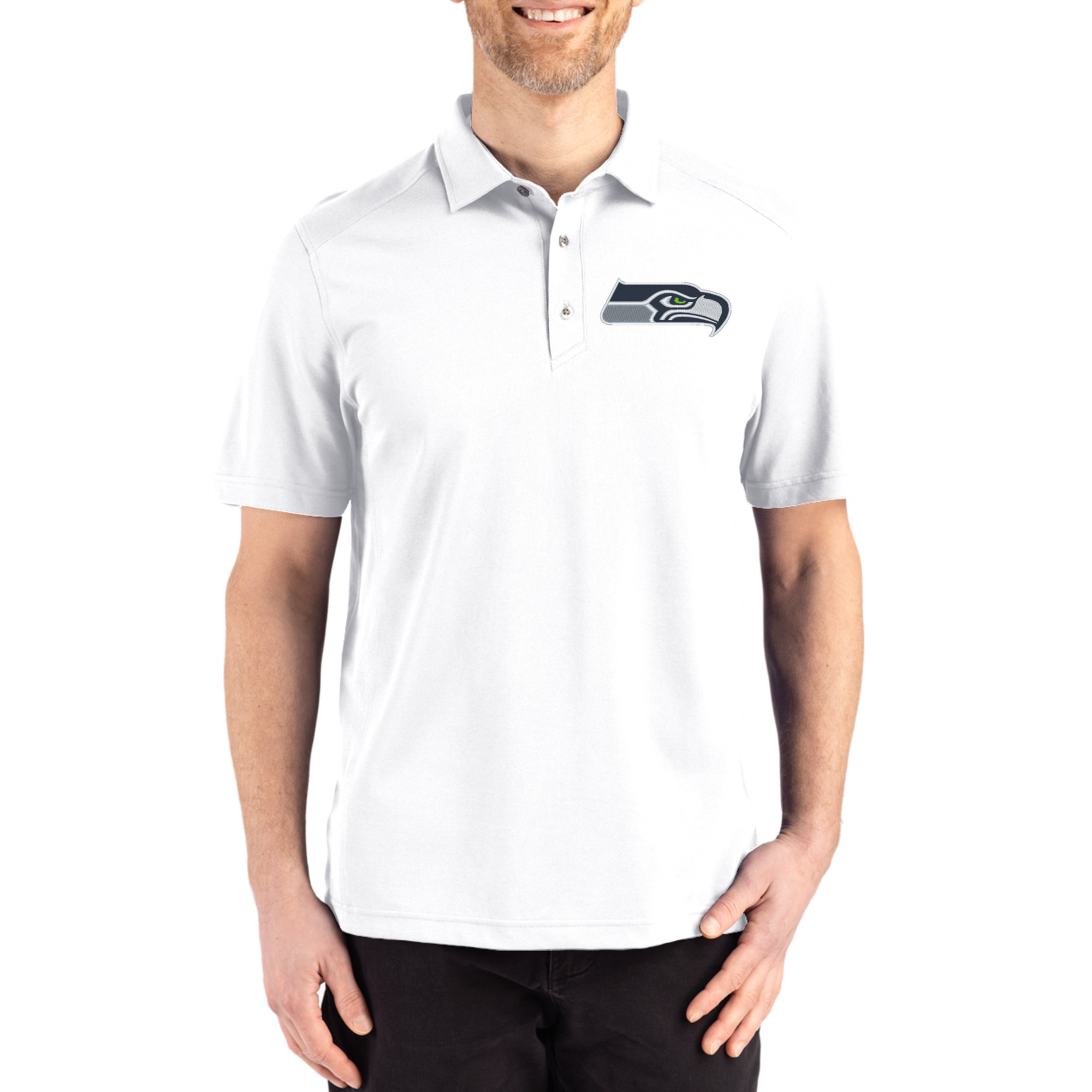 Men's Cutter & Buck White Seattle Seahawks Big & Tall Advantage Refresh Epic Confidence Recycled Tri-Blend Pique Polo