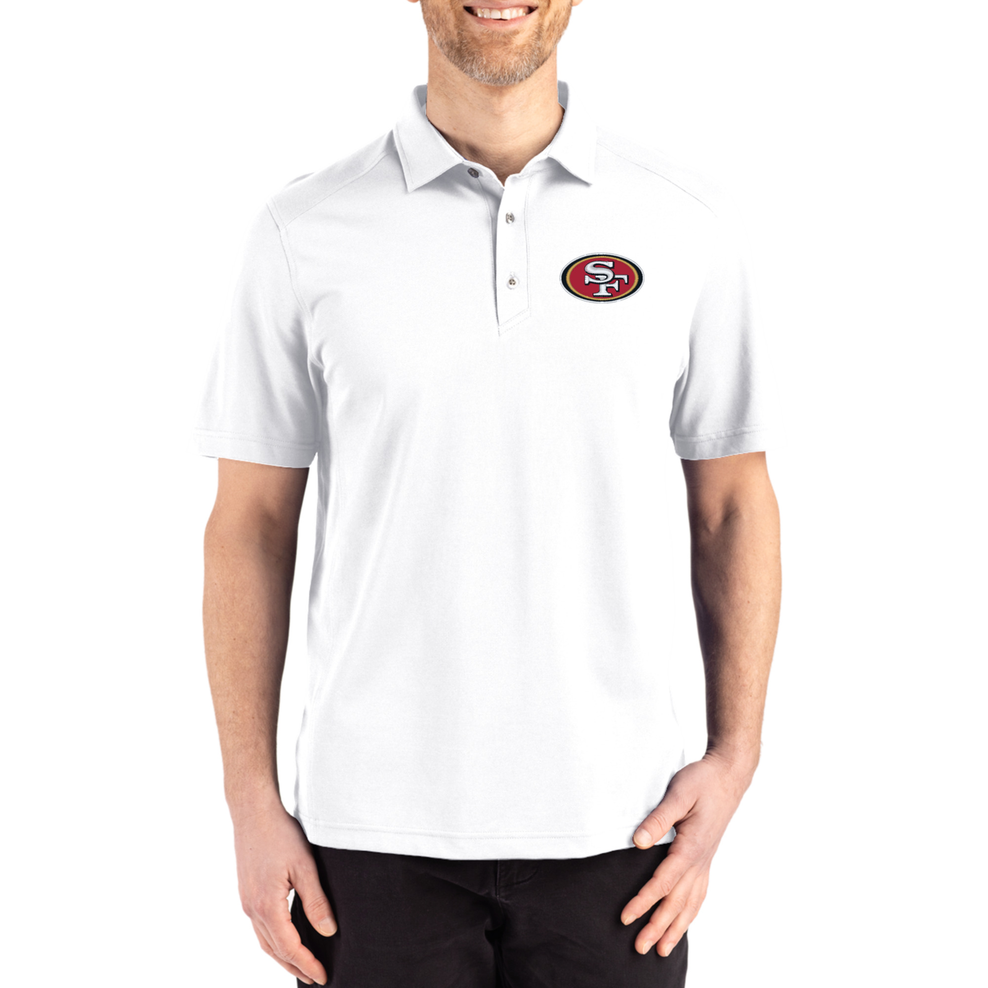 Men's Cutter & Buck White San Francisco 49ers Big & Tall Advantage Refresh Epic Confidence Recycled Tri-Blend Pique Polo