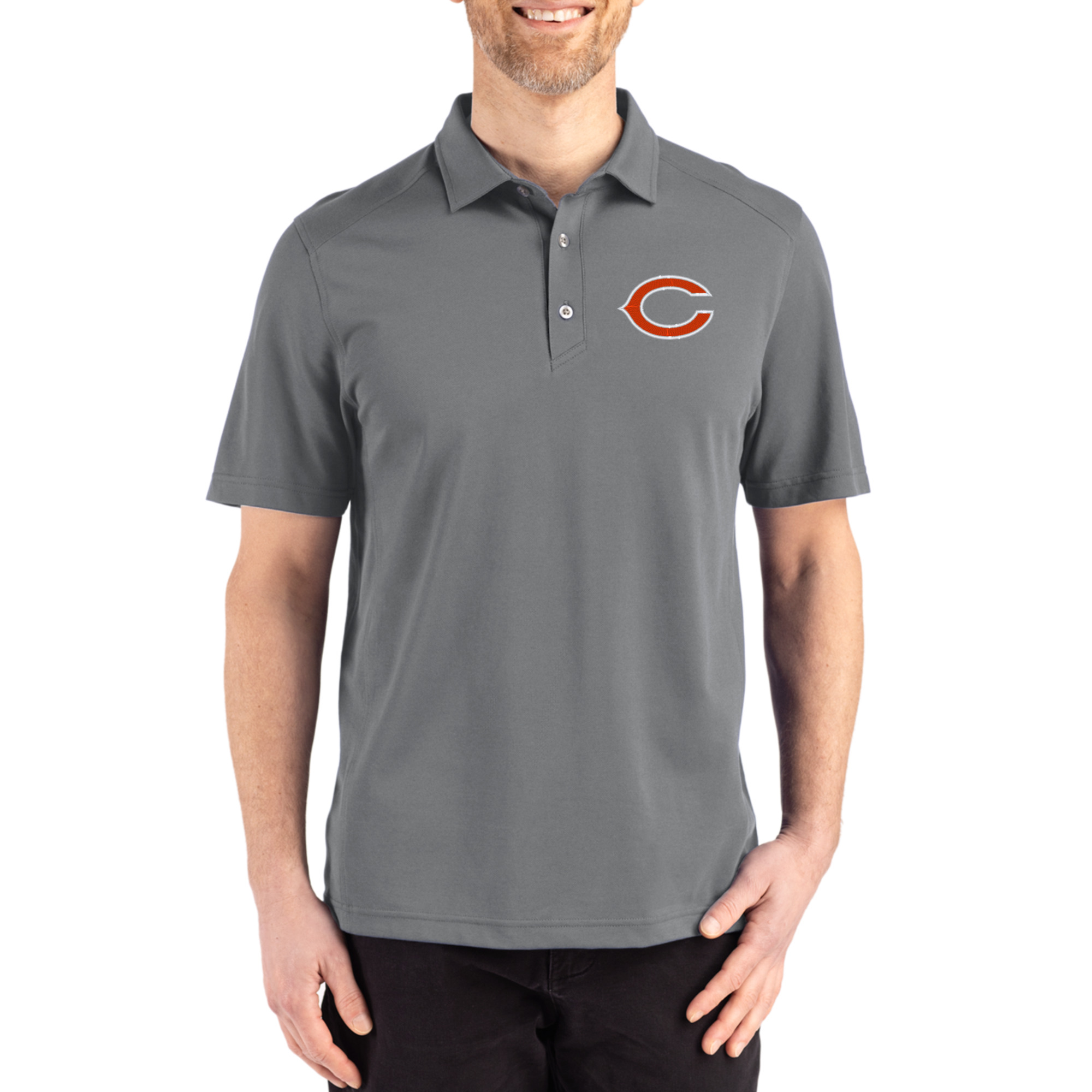 Men's Cutter & Buck Gray Chicago Bears Big & Tall Advantage Refresh Epic Confidence Recycled Tri-Blend Pique Polo