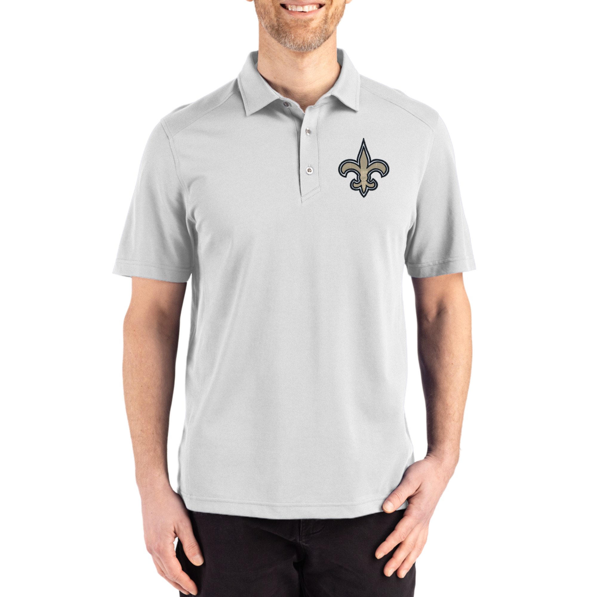 Men's Cutter & Buck Gray New Orleans Saints Big & Tall Advantage Refresh Epic Confidence Recycled Tri-Blend Pique Polo