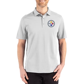 Men's Cutter & Buck Gray Pittsburgh Steelers Big & Tall Advantage Refresh Epic Confidence Recycled Tri-Blend Pique Polo