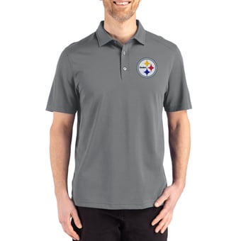 Men's Cutter & Buck Gray Pittsburgh Steelers Big & Tall Advantage Refresh Epic Confidence Recycled Tri-Blend Pique Polo
