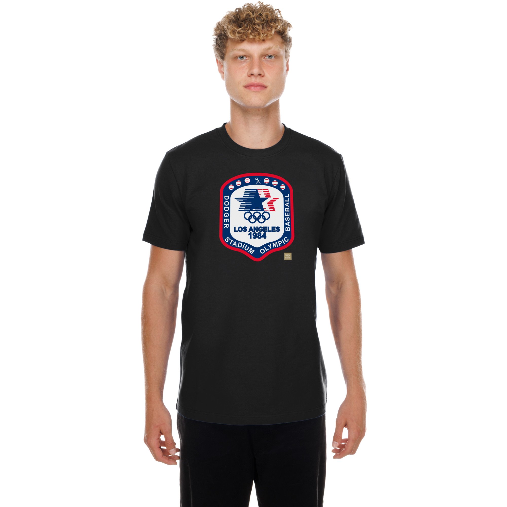 Men's New Era Black Los Angeles Dodgers x The Heritage Collection LA84 Summer Olympics T-Shirt