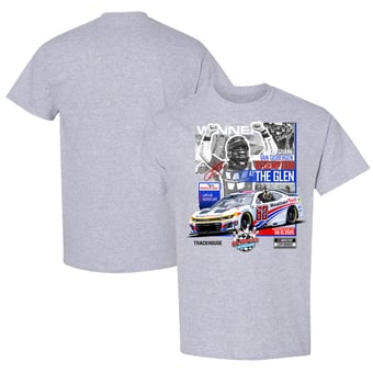 Men's Checkered Flag Sports Heather Gray Shane van Gisbergen 2025 Go Bowling at The Glen Race Winner T-Shirt