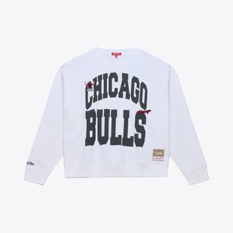 Women's Mitchell & Ness  White Chicago Bulls Lightweight Block Letter Sweatshirt
