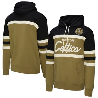Men's Mitchell & Ness Olive Boston Celtics Double Clutch Head Coach Hoodie