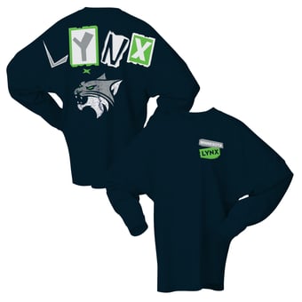 Women's Spirit Jersey Navy Minnesota Lynx Patches Oversized Long Sleeve T-Shirt