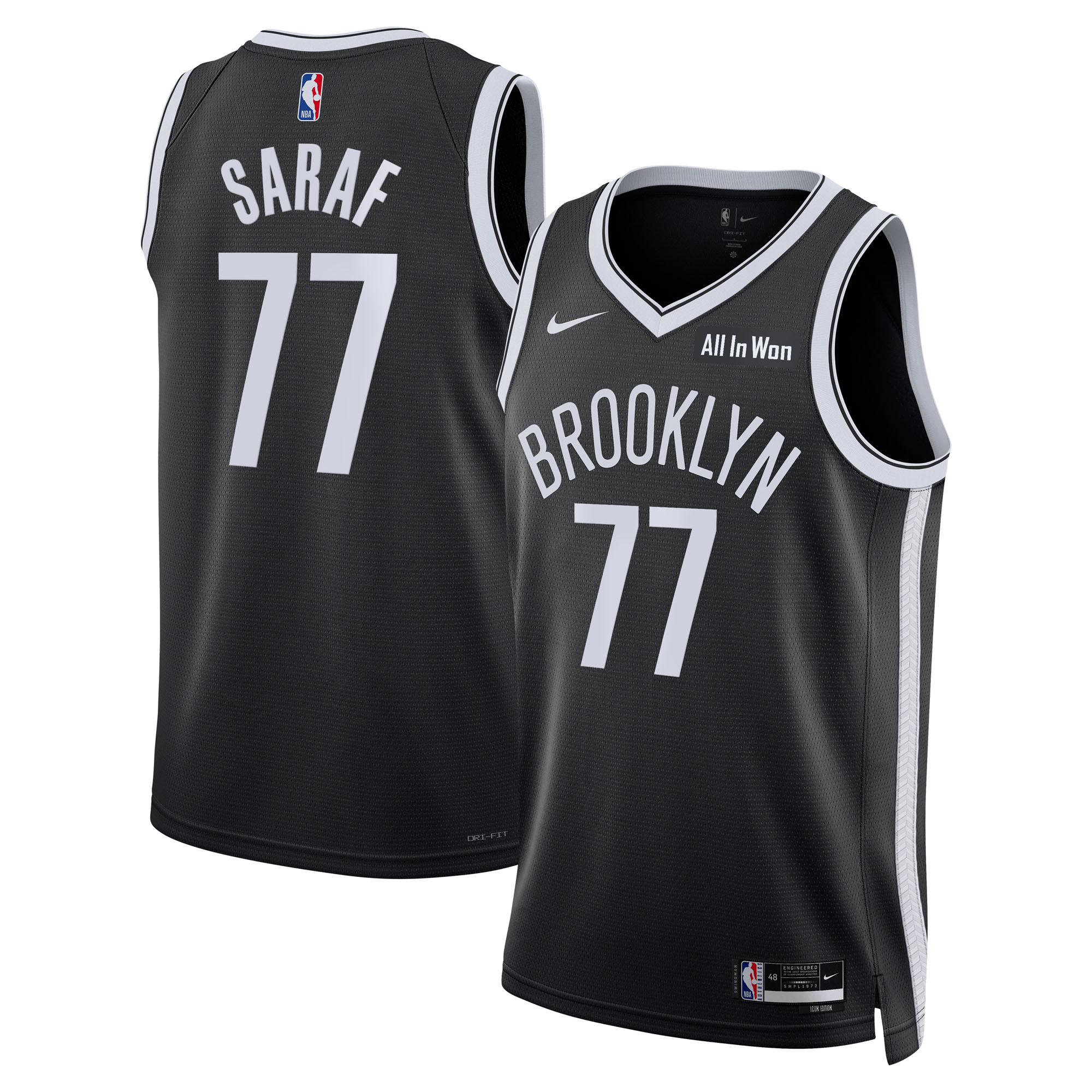 Unisex Nike Ben Saraf Black Brooklyn Nets Swingman Badge Jersey – Icon Edition Unisex Nike Ben Saraf Black Brooklyn Nets Swingman Badge Jersey – Icon Edition