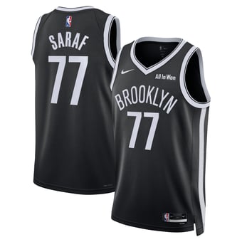 Unisex Nike Ben Saraf Black Brooklyn Nets Swingman Badge Jersey - Icon Edition