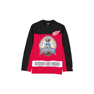 Men's New Era  Red/Black Detroit Red Wings Stanley Cup Champions Long-Sleeve Hockey Jersey Shirt