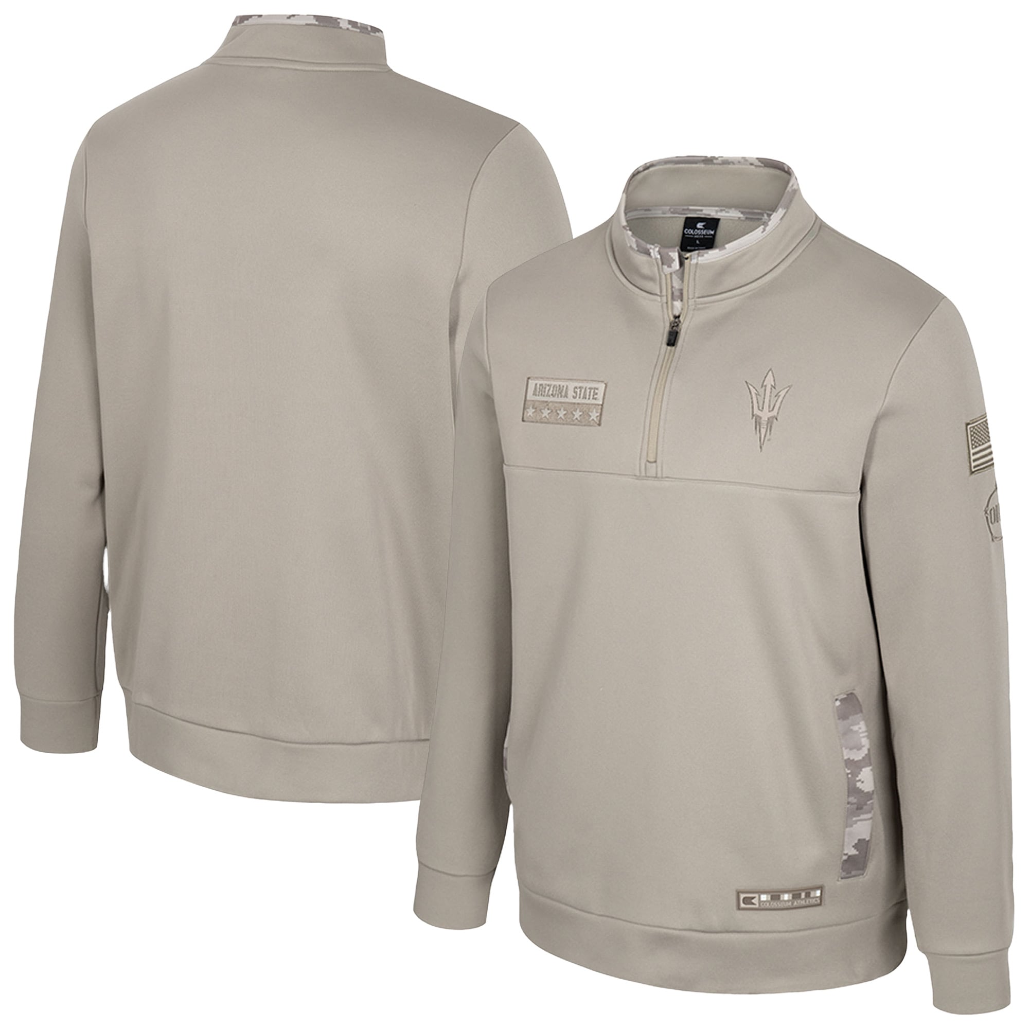Men's Colosseum Oatmeal Arizona State Sun Devils Operation Hat Trick Battalion Quarter-Zip Pullover