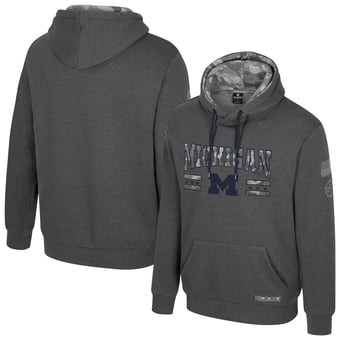 Men's Colosseum  Heather Charcoal Michigan Wolverines Operation Hat Trick Squad Hoodie