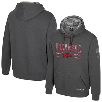 Men's Colosseum  Heather Charcoal Arkansas Razorbacks Operation Hat Trick Squad Hoodie