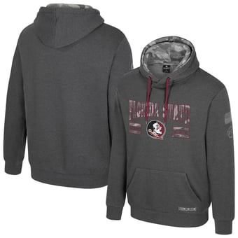 Men's Colosseum  Heather Charcoal Florida State Seminoles Operation Hat Trick Squad Hoodie