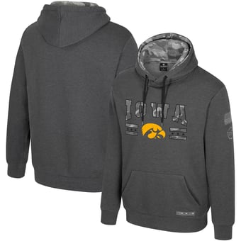 Men's Colosseum  Heather Charcoal Iowa Hawkeyes Operation Hat Trick Squad Hoodie