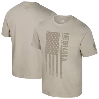 Men's Colosseum  Oatmeal Nebraska Huskers Operation Hat Trick Dune Flag T-Shirt