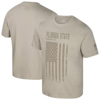 Men's Colosseum  Oatmeal Florida State Seminoles Operation Hat Trick Dune Flag T-Shirt