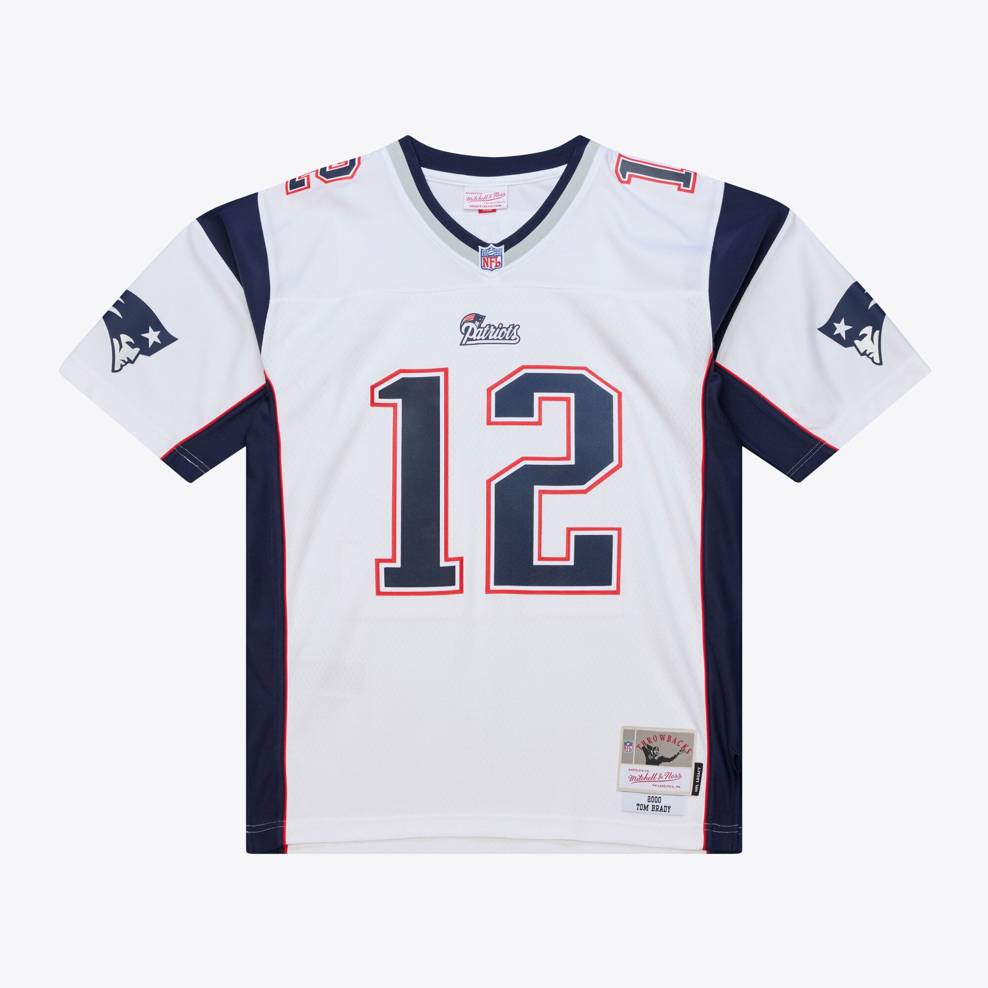 Camiseta Mitchell & Ness Tom Brady blanca de los New England Patriots 2000 Legacy Replica para hombre