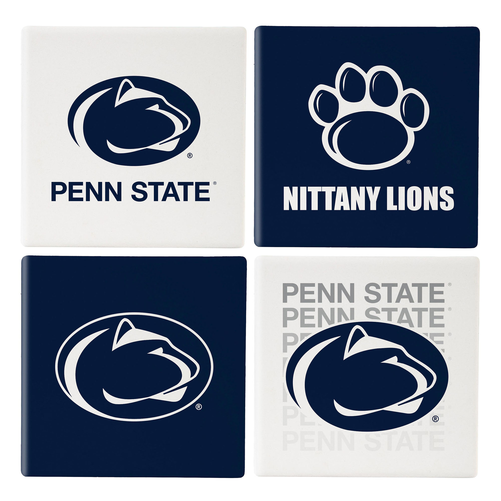 Penn State Nittany Lions Four-Piece Ceramic Coaster Set with Wood Caddy