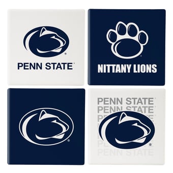 Penn State Nittany Lions Four-Piece Ceramic Coaster Set with Wood Caddy