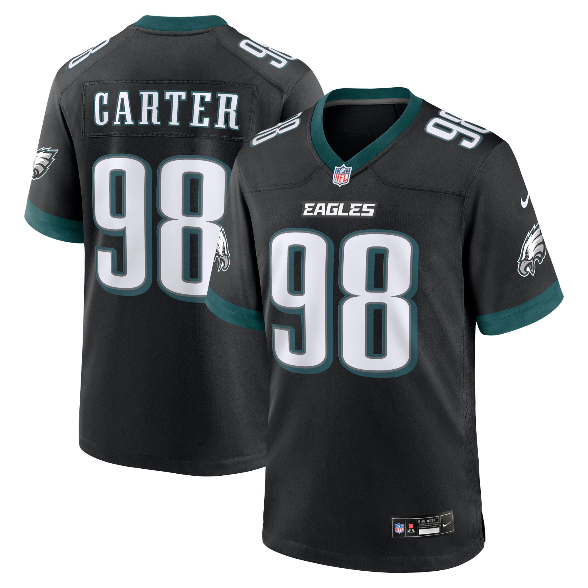 Men's Nike Jalen Carter Black Philadelphia Eagles Alternate Game Player Jersey
