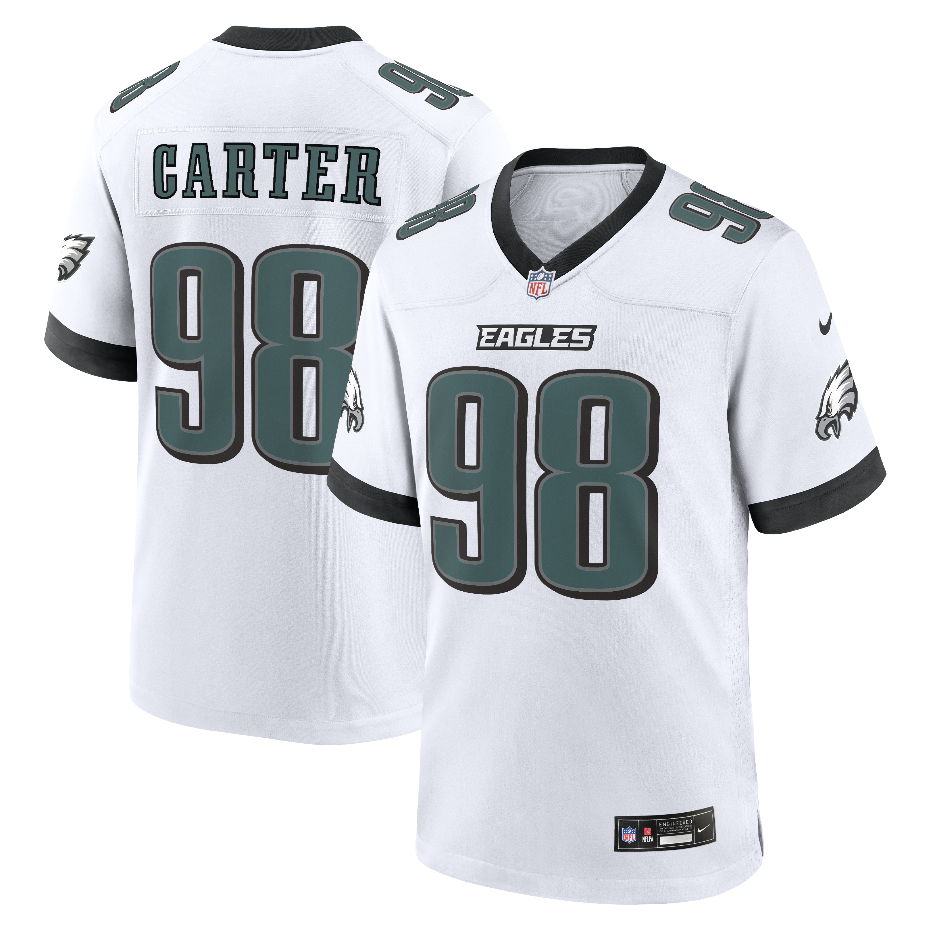 Men's Nike Jalen Carter White Philadelphia Eagles Game Jersey