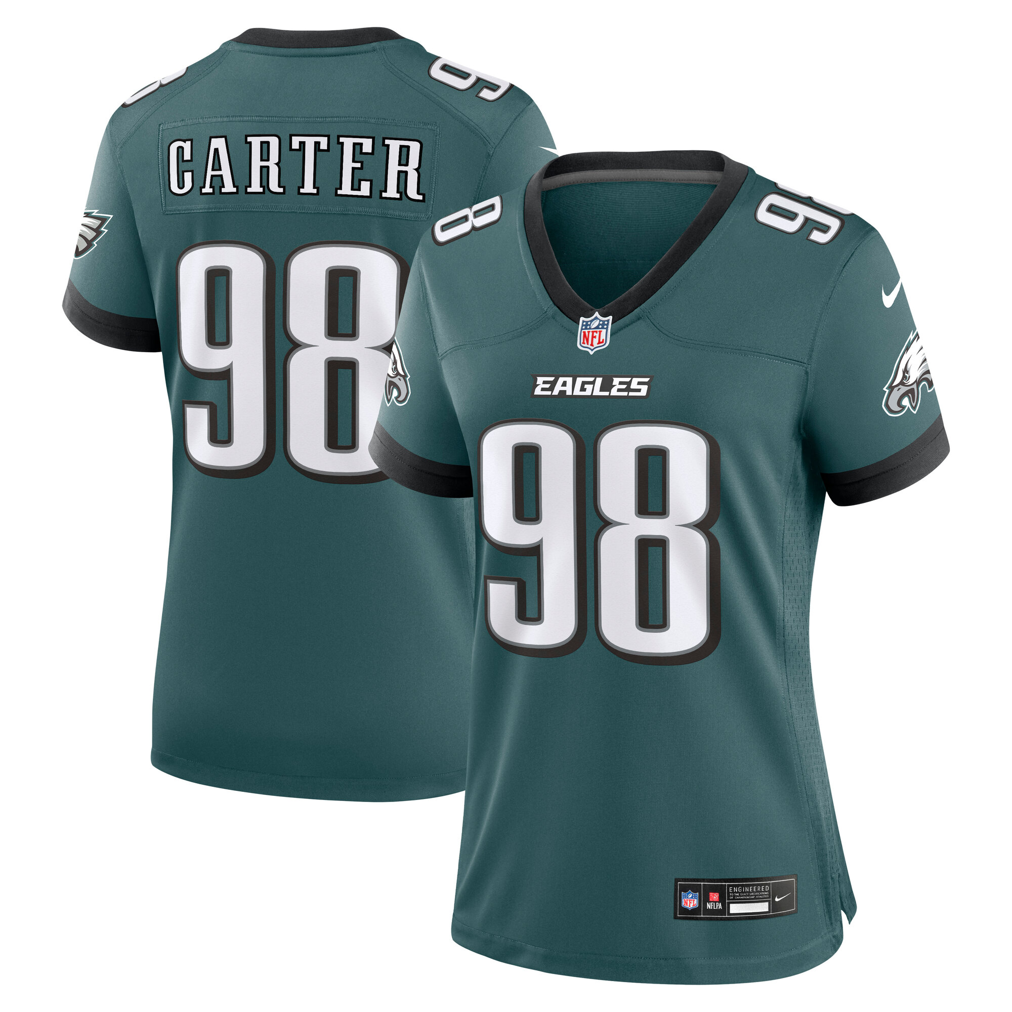 Women’s Nike Jalen Carter Midnight Green Philadelphia Eagles Team Game Jersey Women’s Nike Jalen Carter Midnight Green Philadelphia Eagles Team Game Jersey