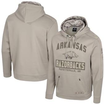 Men's Colosseum  Oatmeal Arkansas Razorbacks Operation Hat Trick Battalion Hoodie