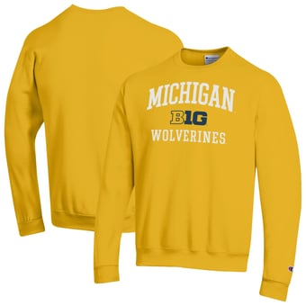 Men's Champion Maize Michigan Wolverines Eco Powerblend Pullover Sweatshirt