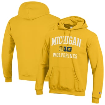 Men's Champion Maize Michigan Wolverines Eco Powerblend Pullover Hoodie