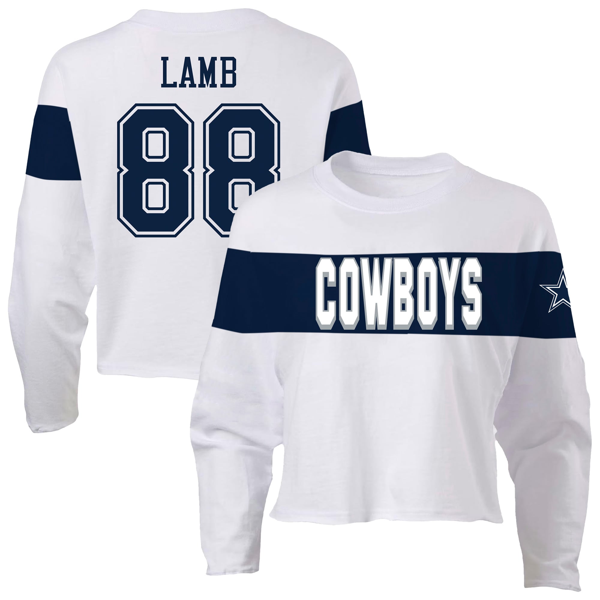 Women’s Fanatics CeeDee Lamb Ash Dallas Cowboys Plus Size Name & Number T-Shirt