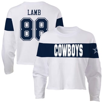 Women's Fanatics CeeDee Lamb Ash Dallas Cowboys Plus Size Name & Number T-Shirt