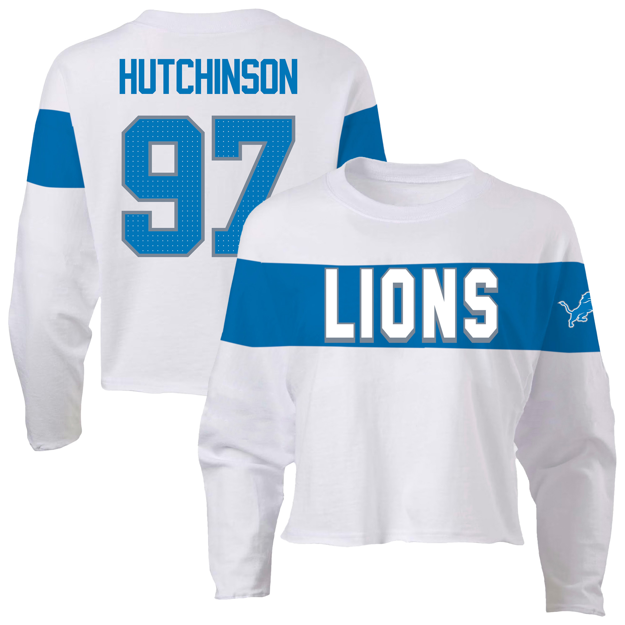 Women's Fanatics Aidan Hutchinson Ash Detroit Lions Plus Size Name & Number T-Shirt