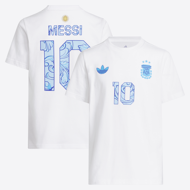 Youth adidas Lionel Messi White Argentina National Team 2026 Away Jersey Hook Name & Number T-Shirt