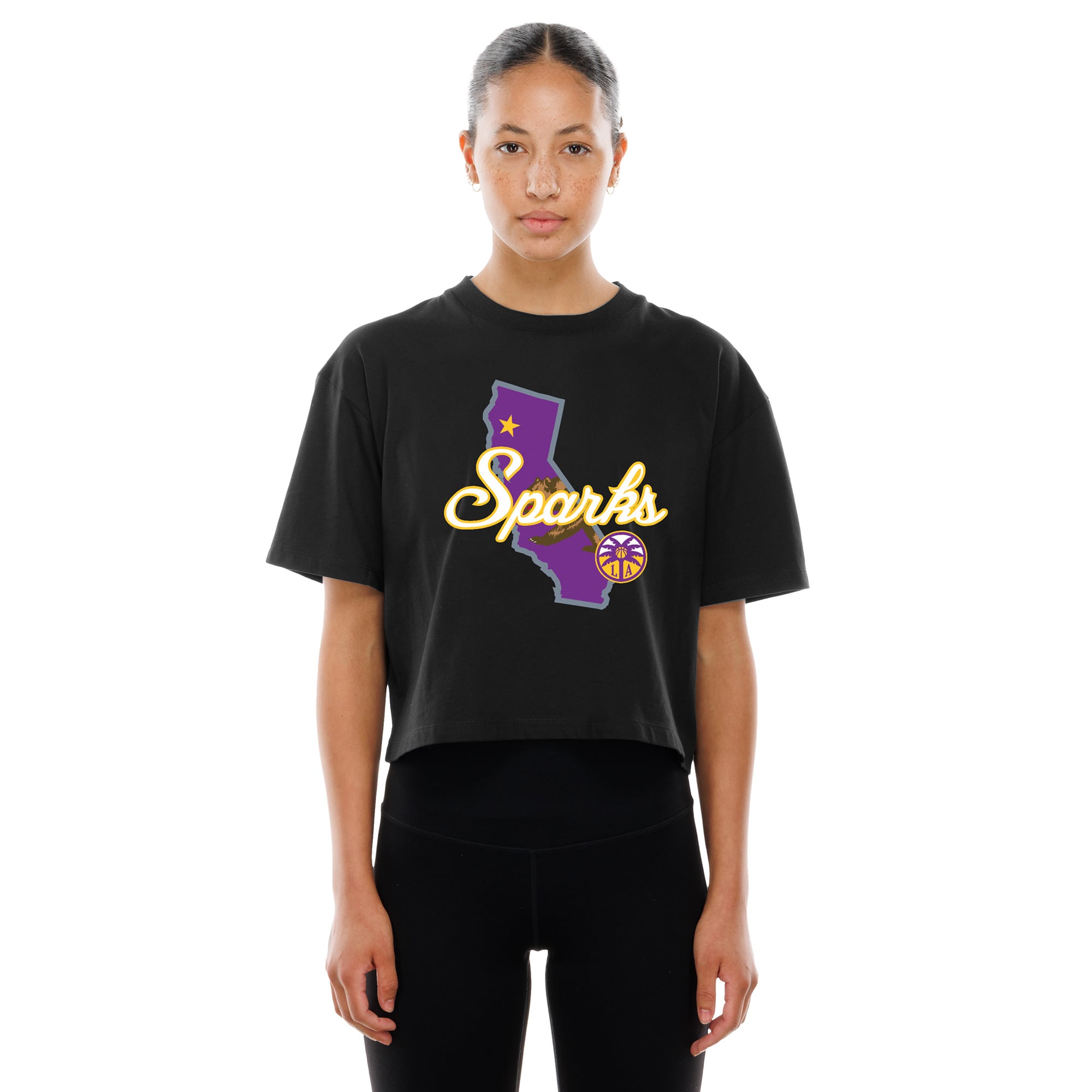 Women's New Era Black Los Angeles Sparks 2026 WNBA Draft Hometown Boxy T-Shirt