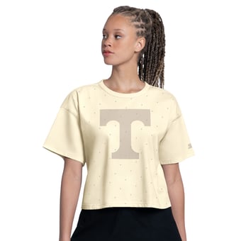 Women's Starter Cream Tennessee Volunteers Rhinestone Sprinkle Boxy Cropped T-Shirt