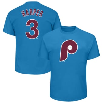 Men's Fanatics Bryce Harper Light Blue Philadelphia Phillies Big & Tall Name & Number T-Shirt