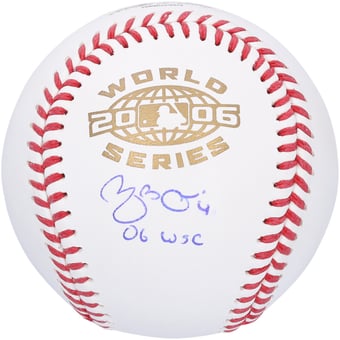 "Yadier Molina St. Louis Cardinals Autographed 2006 World Series Logo Baseball with ""2006 WSC"" Inscription"