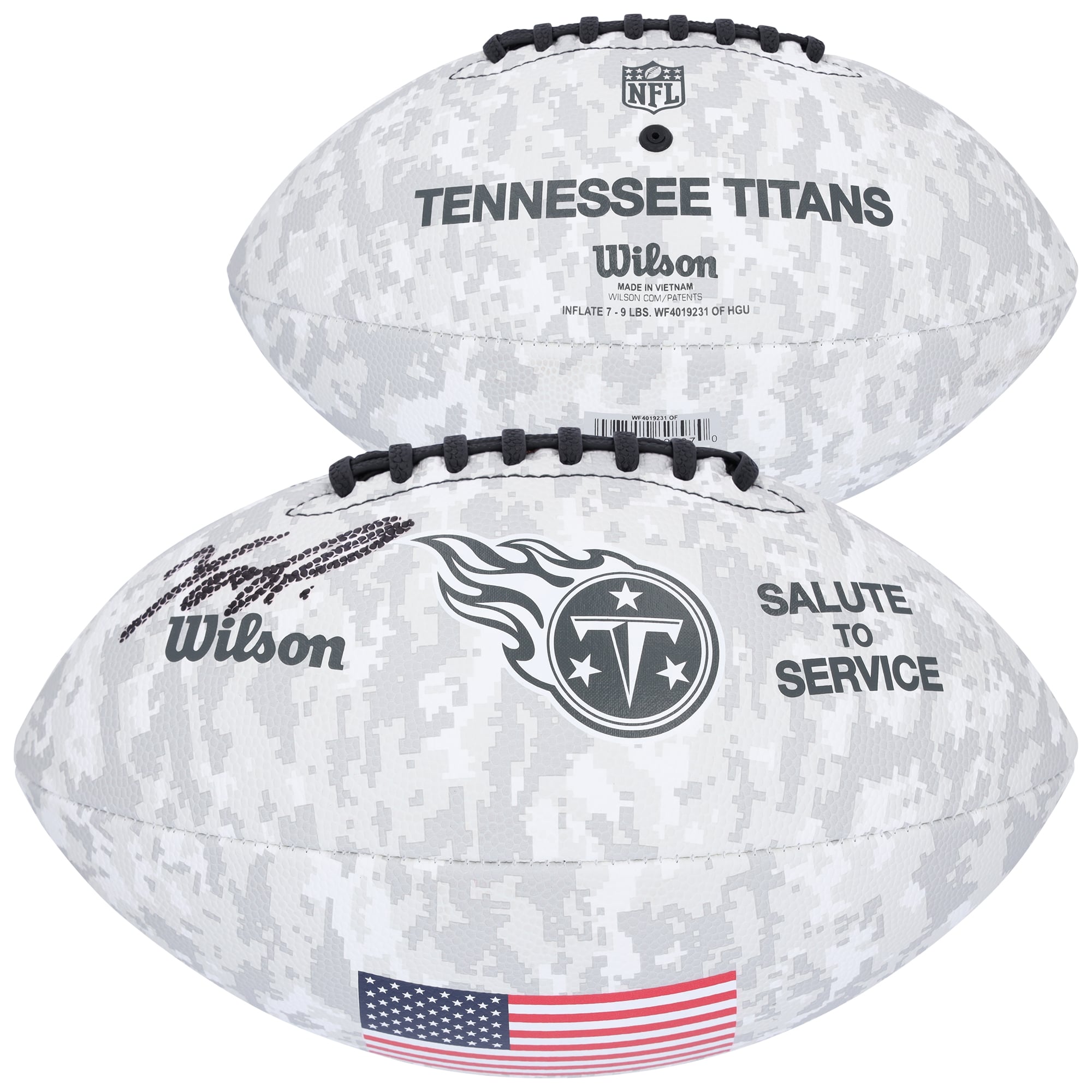 Tony Pollard Tennessee Titans Autographed Wilson 2024 Salute To Service Football