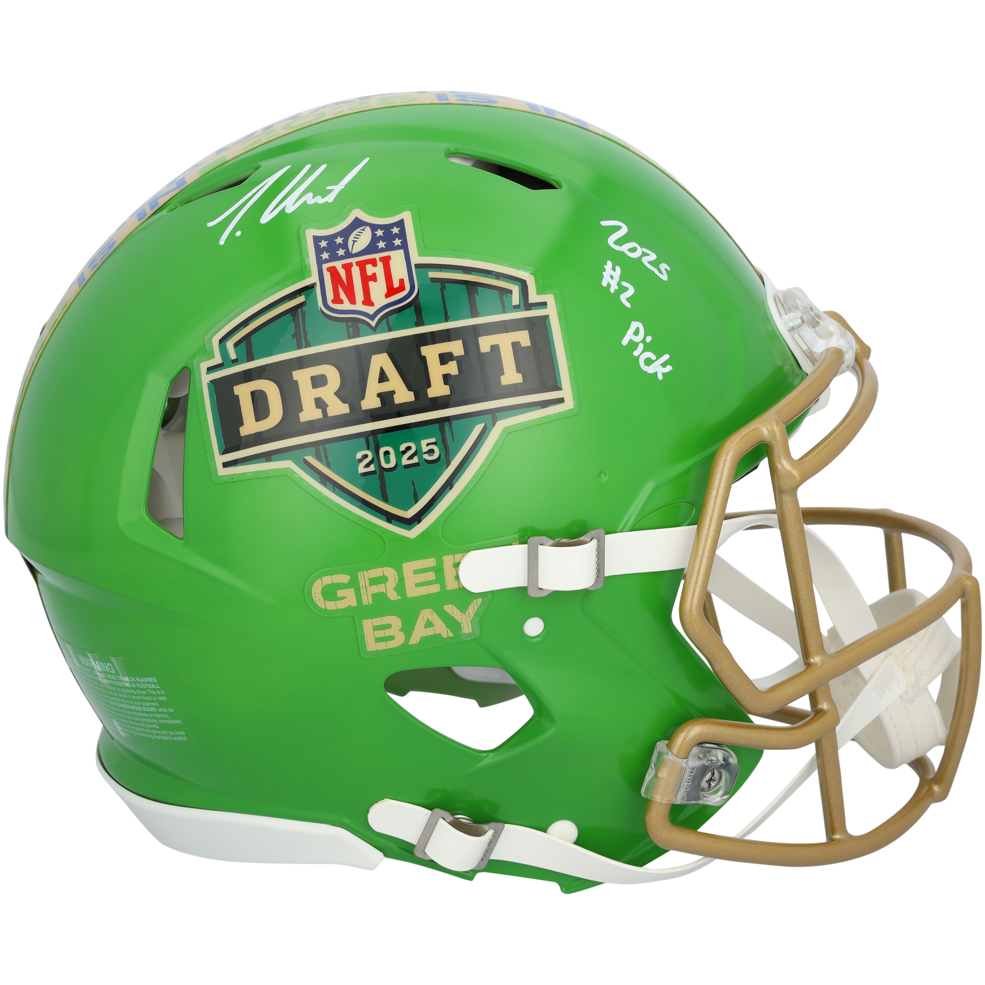 Travis Hunter Jacksonville Jaguars Autographed Riddell 2025 NFL Draft Speed Authentic Helmet with "2025 #2 Pick" Inscription
