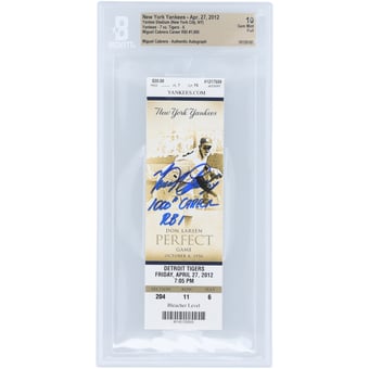 "Miguel Cabrera Detroit Tigers Autographed Beckett Fanatics Witnessed Authenticated Gem Mint 10 Ticket from April 27, 2012 with ""1000 Career RBI"" Inscription"