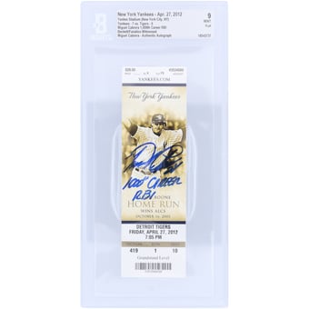 Miguel Cabrera Detroit Tigers Autographed Beckett Fanatics Witnessed Authenticated Mint 9 Ticket from April 27, 2012 with "1,000 Career RBI" Inscription