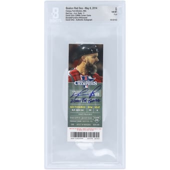 "David Ortiz Boston Red Sox Autographed Beckett Fanatics Witnessed Authenticated NM-MT 8 Ticket from May 6, 2014 with ""2000th Game"" Inscription"