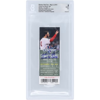 "David Ortiz Boston Red Sox Autographed Beckett Fanatics Witnessed Authenticated NM-MT 8 Ticket from May 6, 2014 with ""2000th Game"" Inscription"