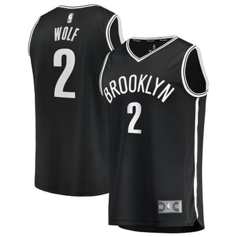 Youth Fanatics Daniel Wolf Black Brooklyn Nets Fast Break Replica Jersey - Icon Edition