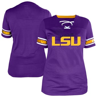 Women's Fanatics Purple LSU Tigers Plus Size Mesh Overlay Lace-Up Jersey T-Shirt