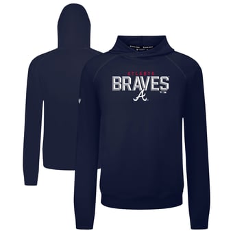Men's Levelwear  Navy Atlanta Braves Mandate Carve Tri-Blend Hoodie