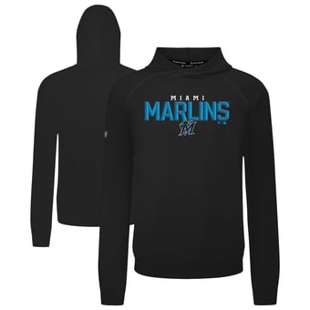 Men's Levelwear  Black Miami Marlins Mandate Carve Tri-Blend Hoodie