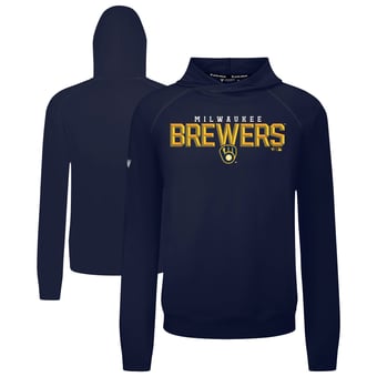 Men's Levelwear  Navy Milwaukee Brewers Mandate Carve Tri-Blend Hoodie