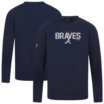 Men's Levelwear  Navy Atlanta Braves Mandate Carve Tri-Blend Sweatshirt
